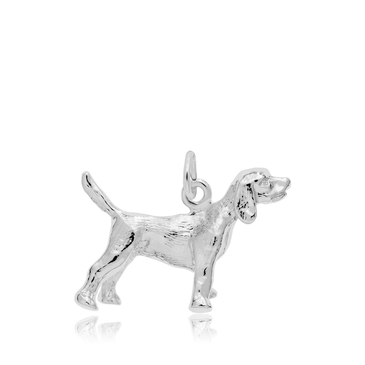 Beagle Dog Charm in Sterling Silver