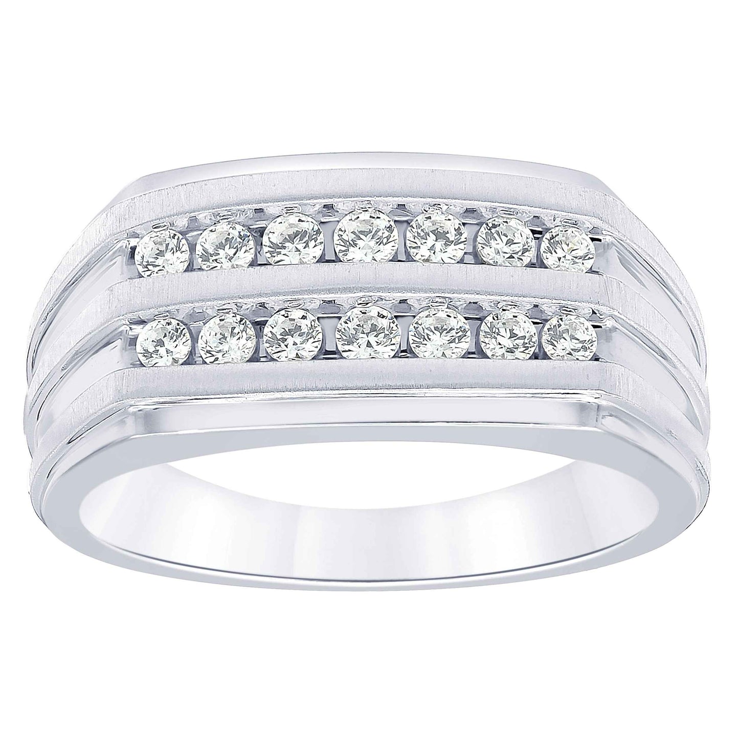 1/2 ct. tw. 2-Row Men's Diamond Ring in 10K White Gold