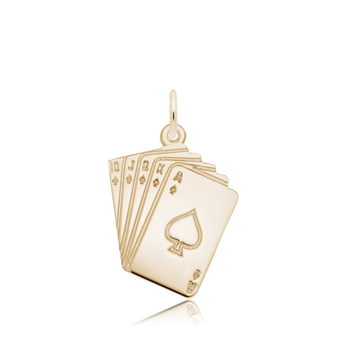 Royal Flush Poker Charm in 14K Yellow Gold