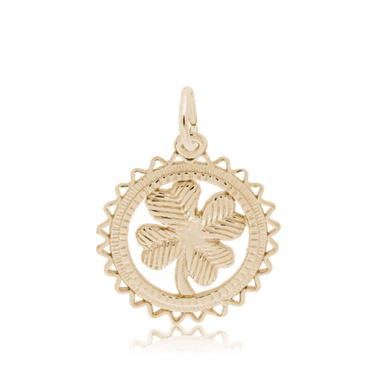 Four Leaf Clover Disc Charm in 14K Yellow Gold