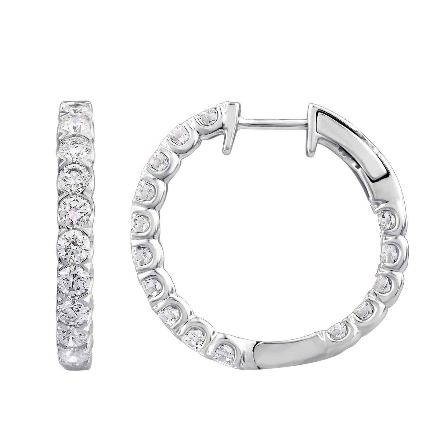Adamante 2-1/2 ct. tw. Round Brilliant Lab-Grown Diamond Hoop Earrings in 14K White Gold