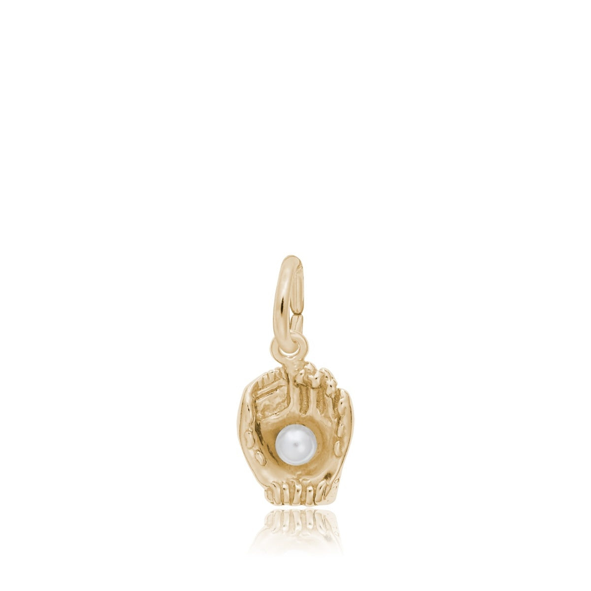 Baseball Glove Charm with Pearl in 14K Yellow Gold