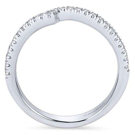 Gabriel & Co. .22 ct. tw. Diamond Wedding Band with Side Curved Design in 14K White Gold close-up detail