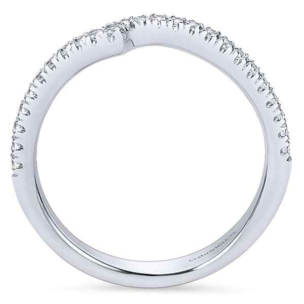 Gabriel & Co. .22 ct. tw. Diamond Wedding Band with Side Curved Design in 14K White Gold close-up detail