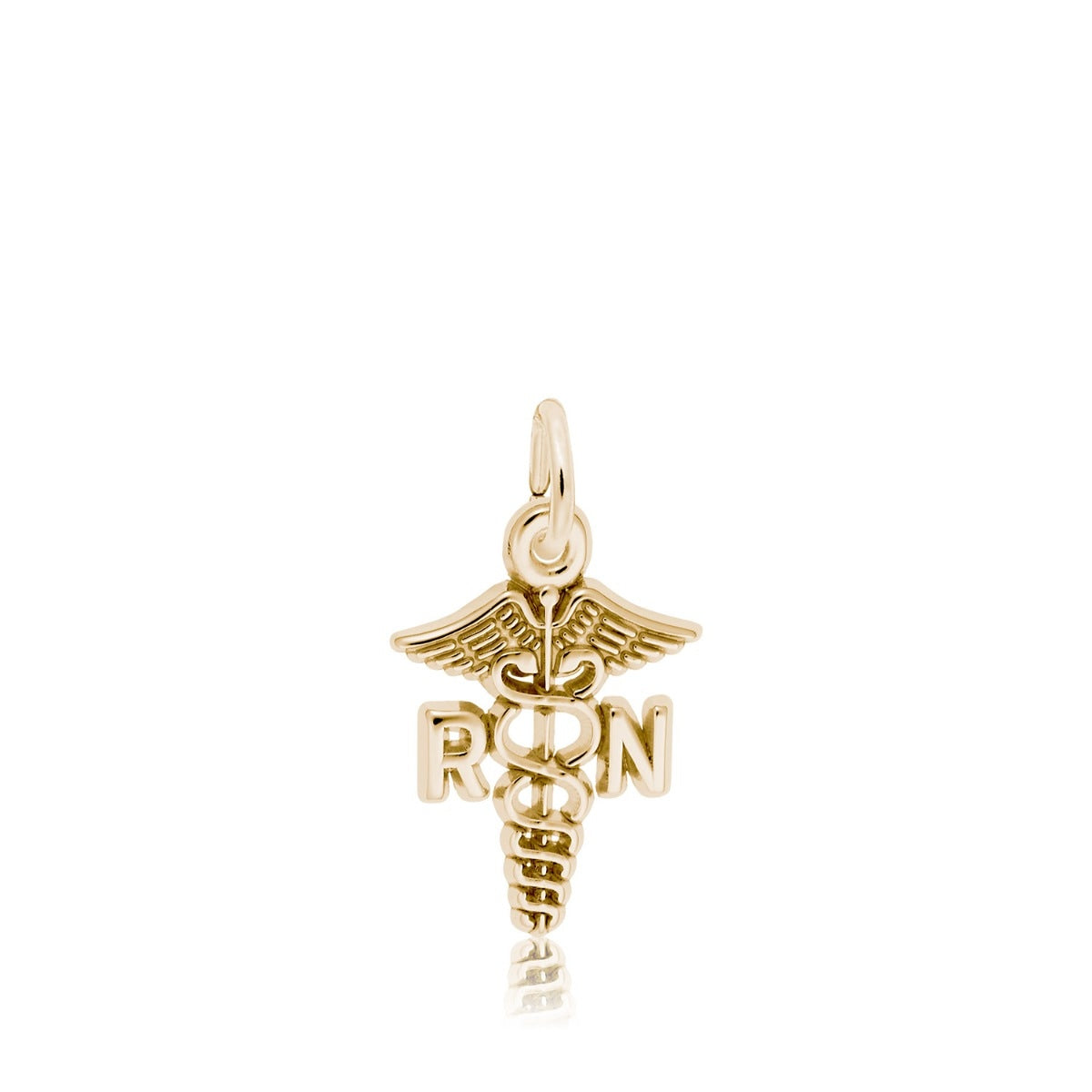 RN Caduceus Charm in 14K Yellow Gold