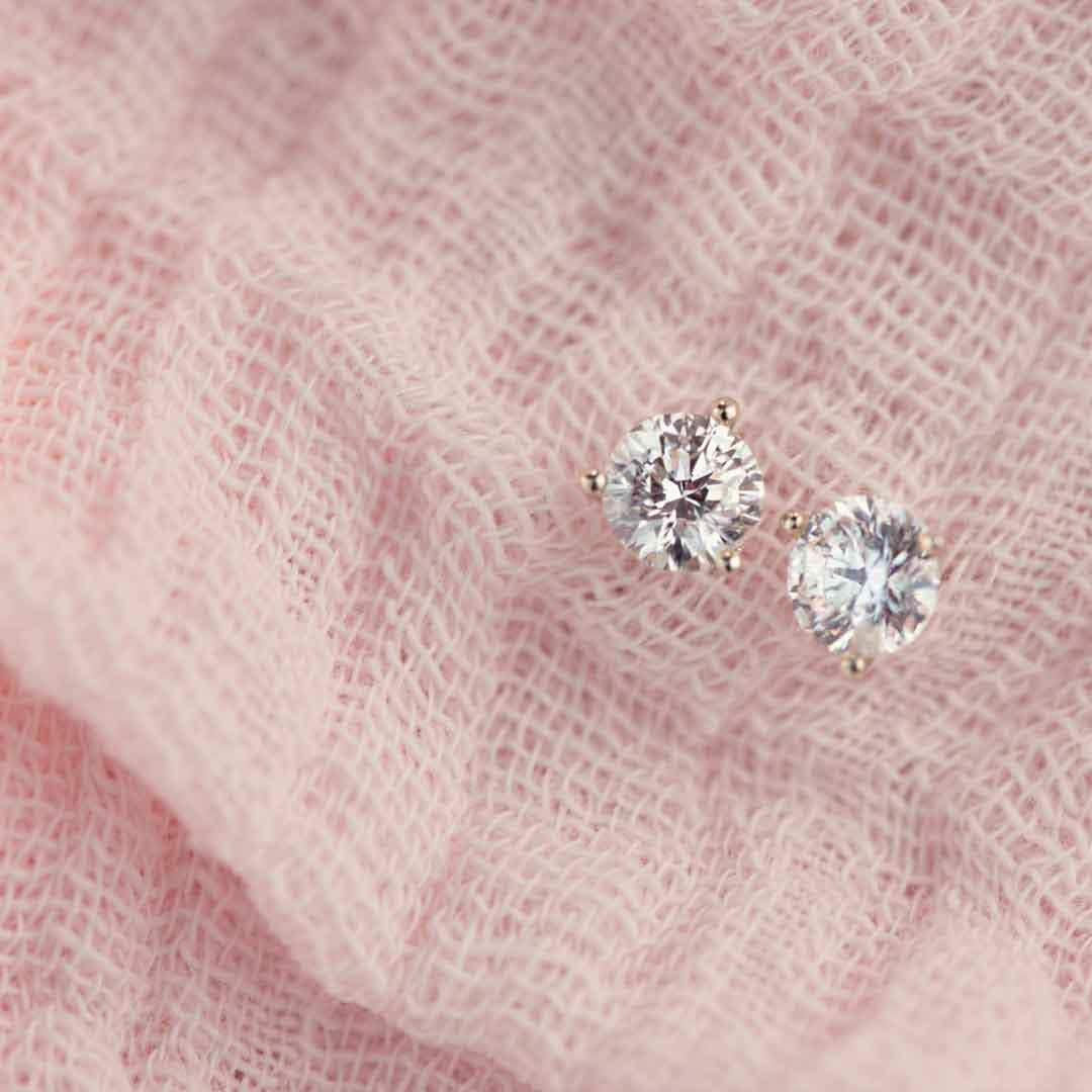 Noventa 1 ct. tw. Round Diamond Solitaire Earrings with Martini Setting in 14K White Gold front view