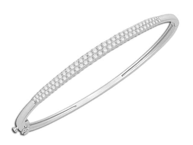 1 ct. tw. Diamond Double-Row Bangle Bracelet in 14K White Gold front view