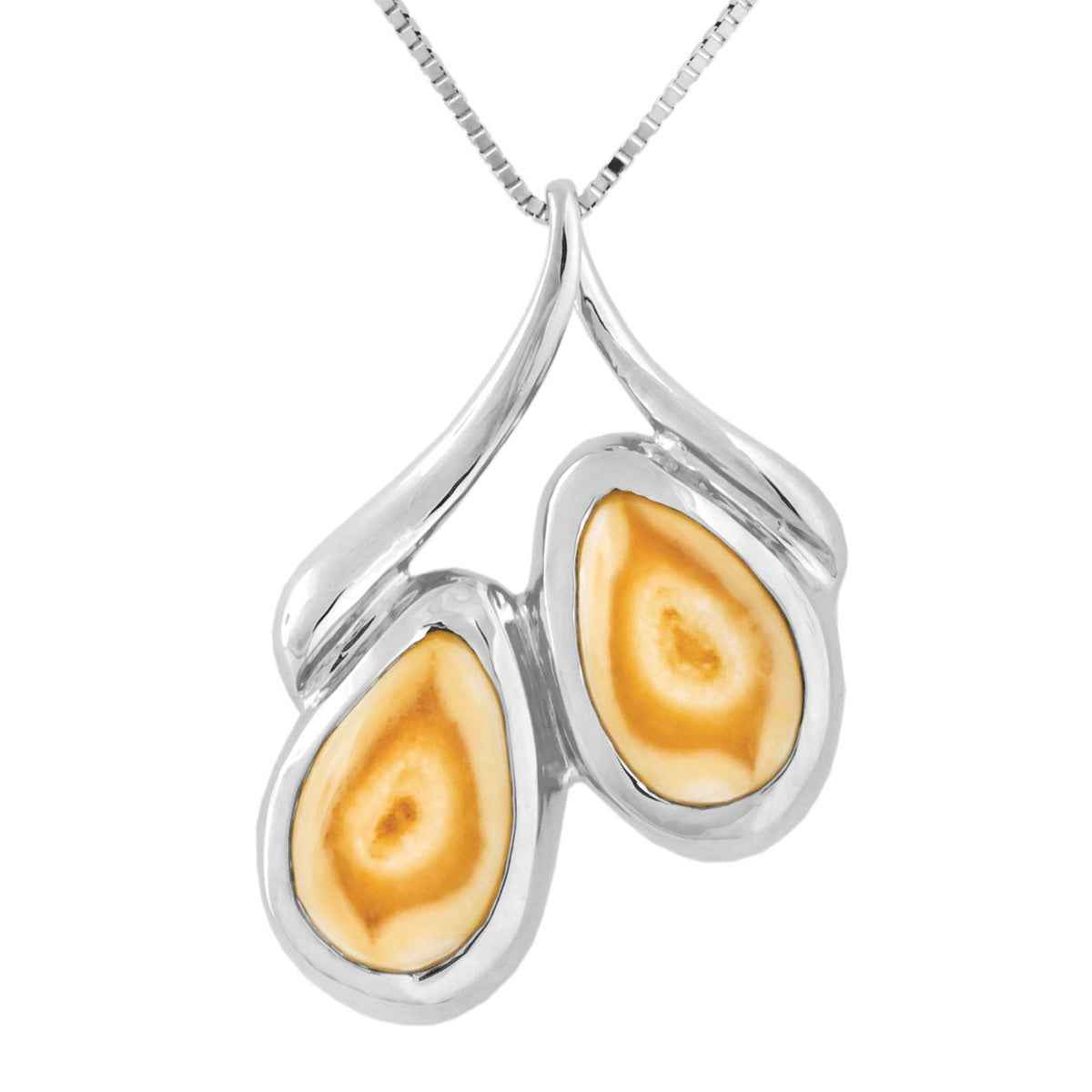 Ladies' Elk Ivory Double Ivory Pendant in 10K White Gold - I20054W Montague