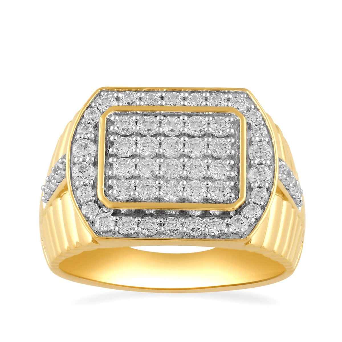 Adamante Men's 1-1/2ct. tw. Lab-Grown Diamond Ring in 10K Yellow Gold