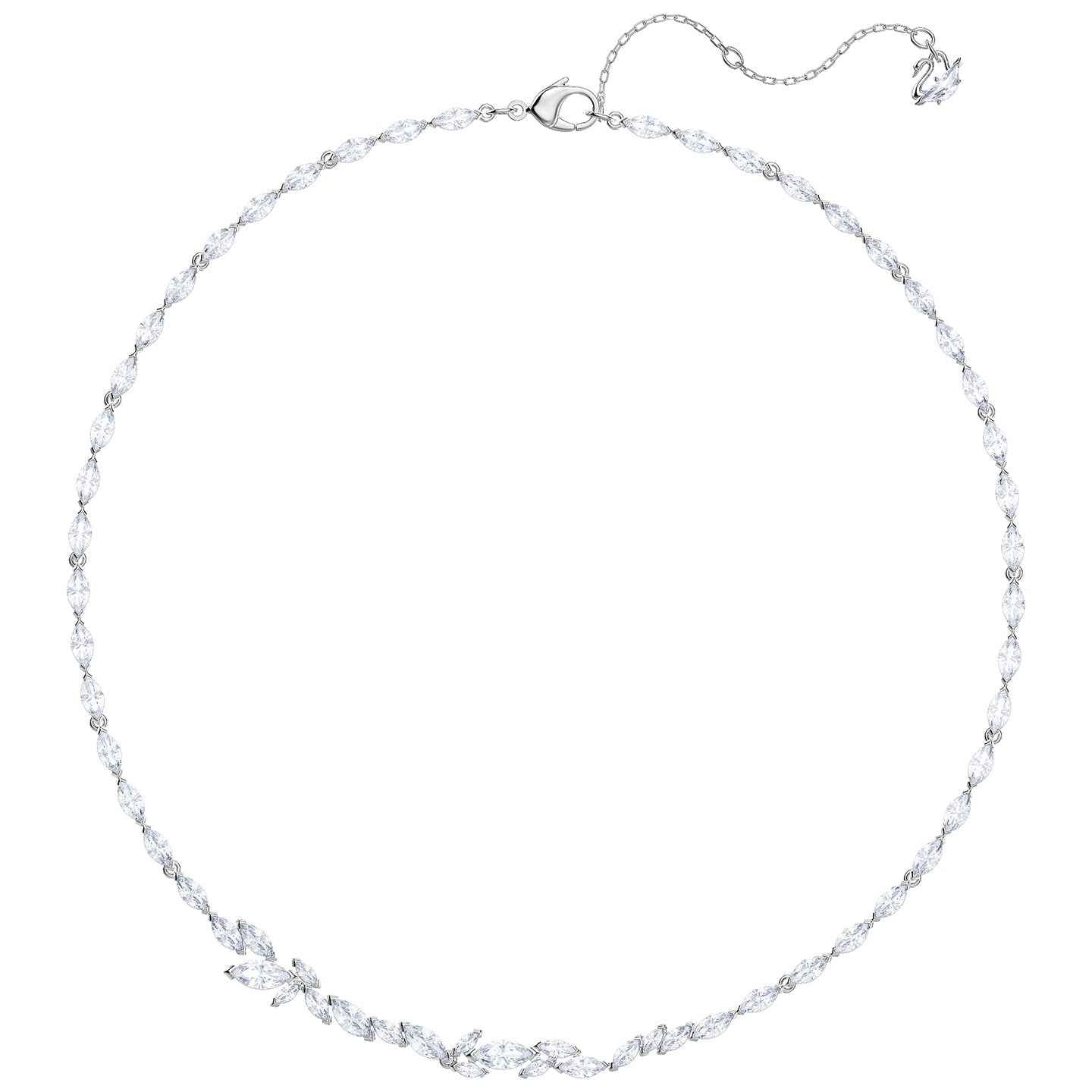 Swarovski Louison White Crystal Fashion Necklace in Rhodium Plating