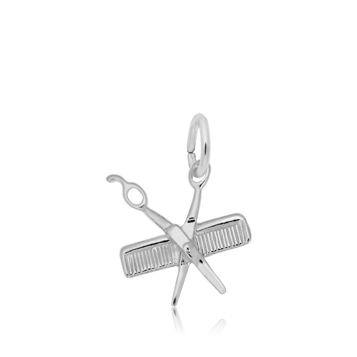 Comb & Scissors Charm in Sterling Silver