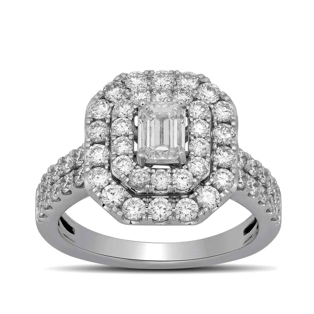 Adamante 2 ct. tw. Lab-Grown Engagement Ring with a 1/2 ct. Emerald Cut Diamond Center in 10K White Gold