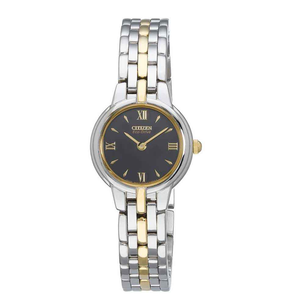 Citizen Corso Ladies' Eco-Drive Watch with Black Dial and Two-Tone Stainless Steel Bracelet