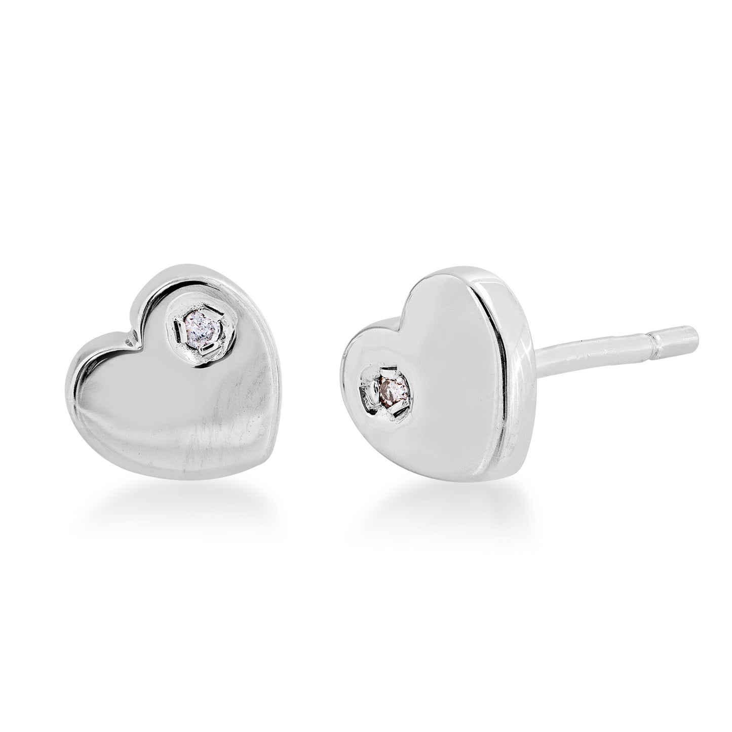Heart Earrings with Diamond Accent in Sterling Silver