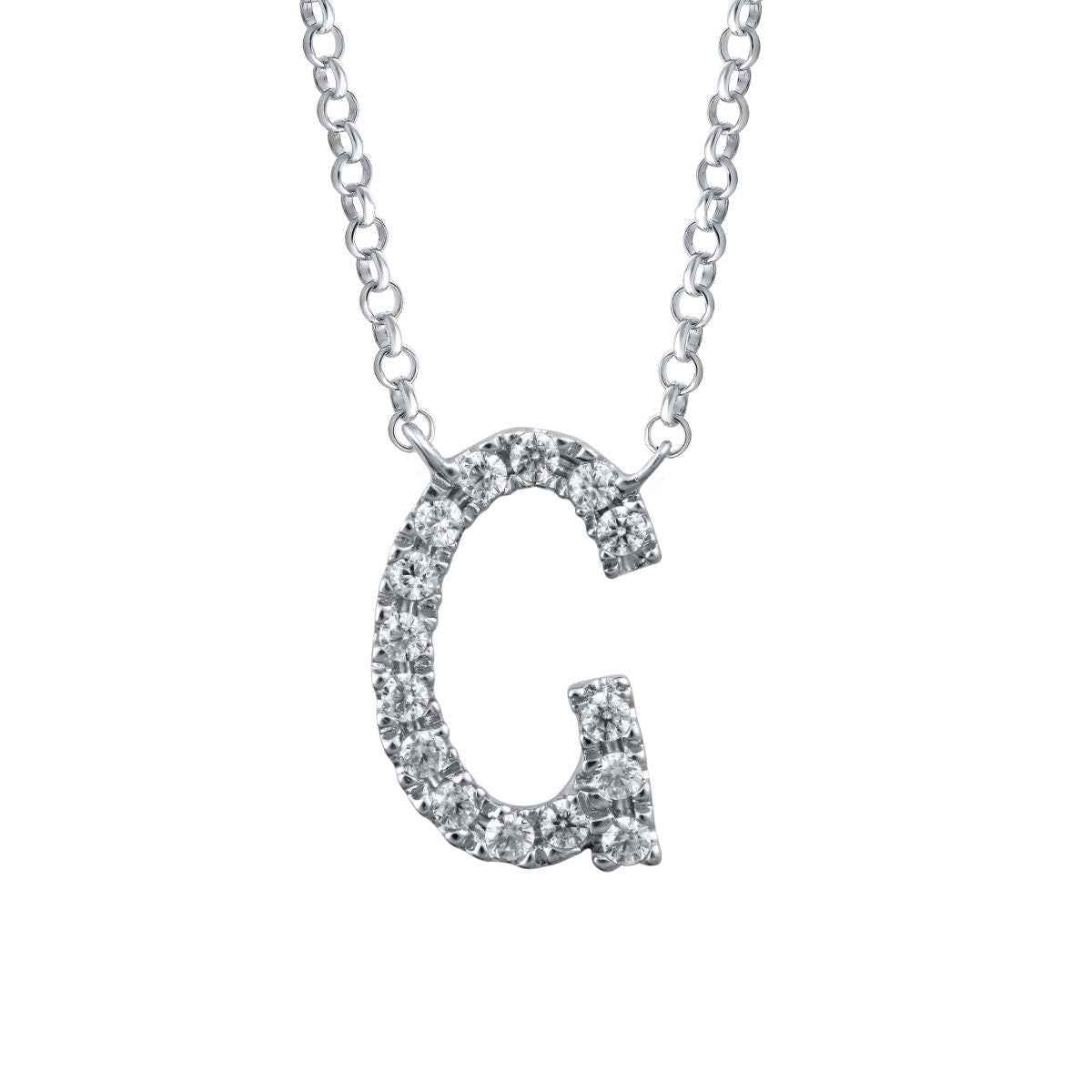 1/10 ct. tw. Diamond Letter G 10mm Pendant in 10K White Gold