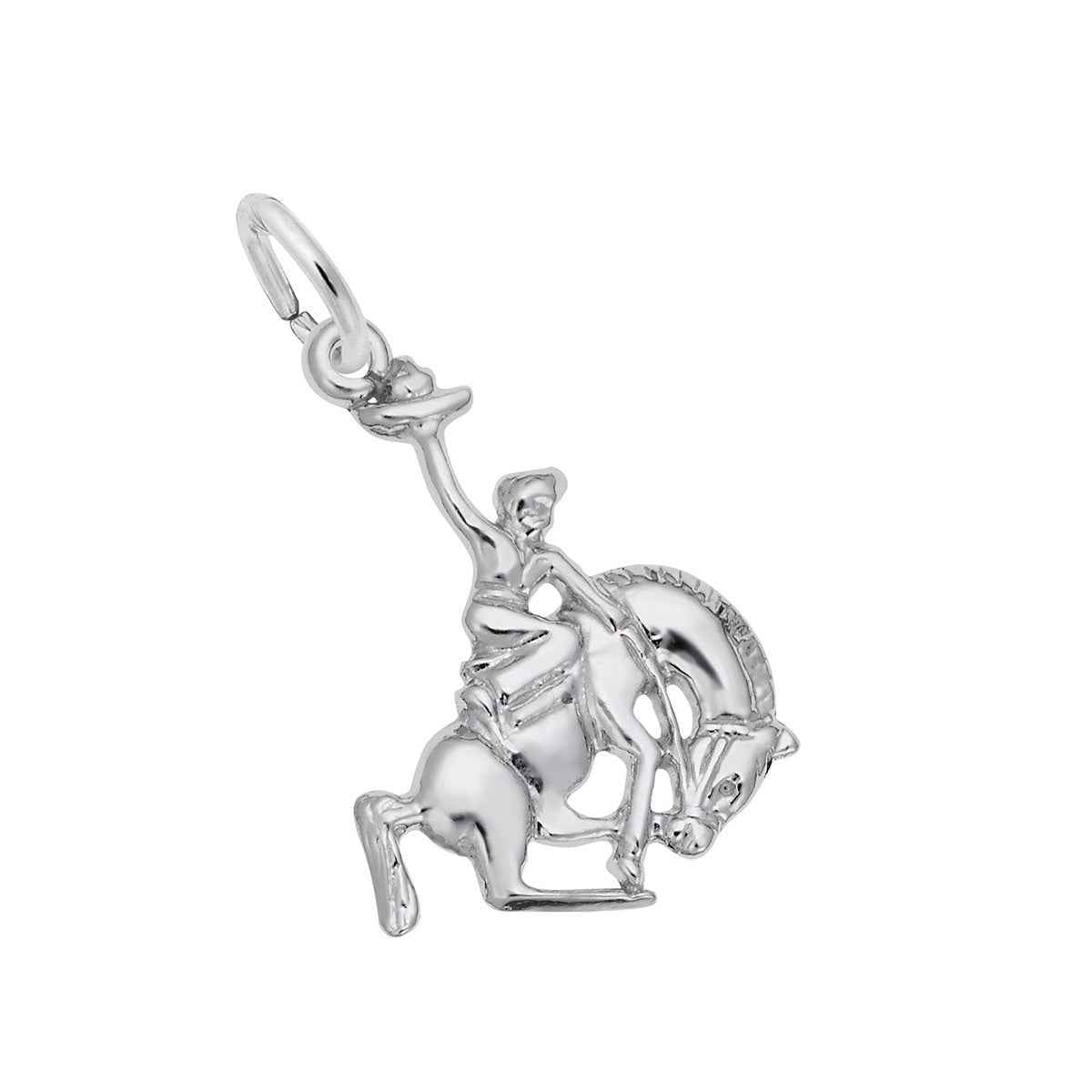 Horse And Cowboy Charm in Sterling Silver