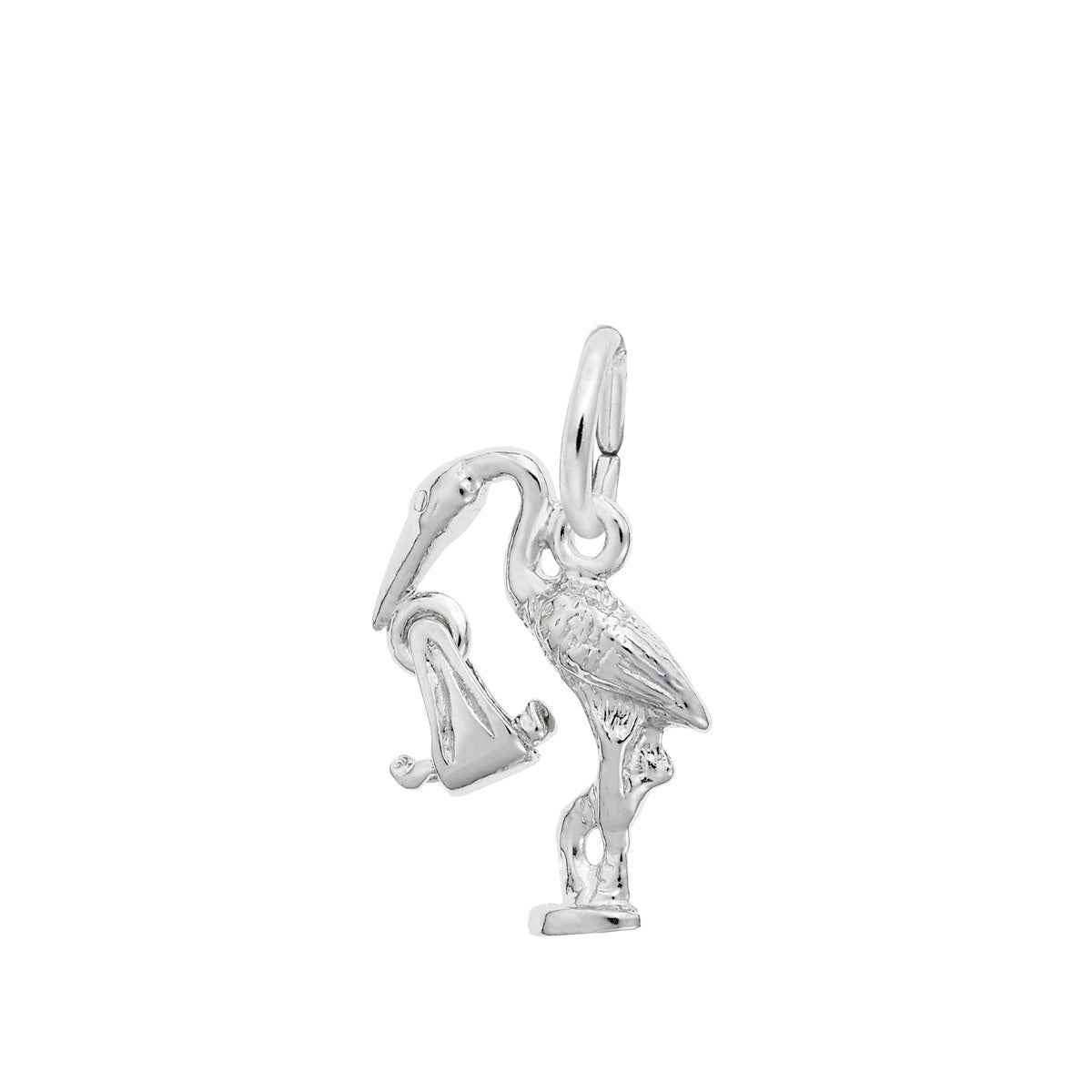 Stork Charm in Sterling Silver