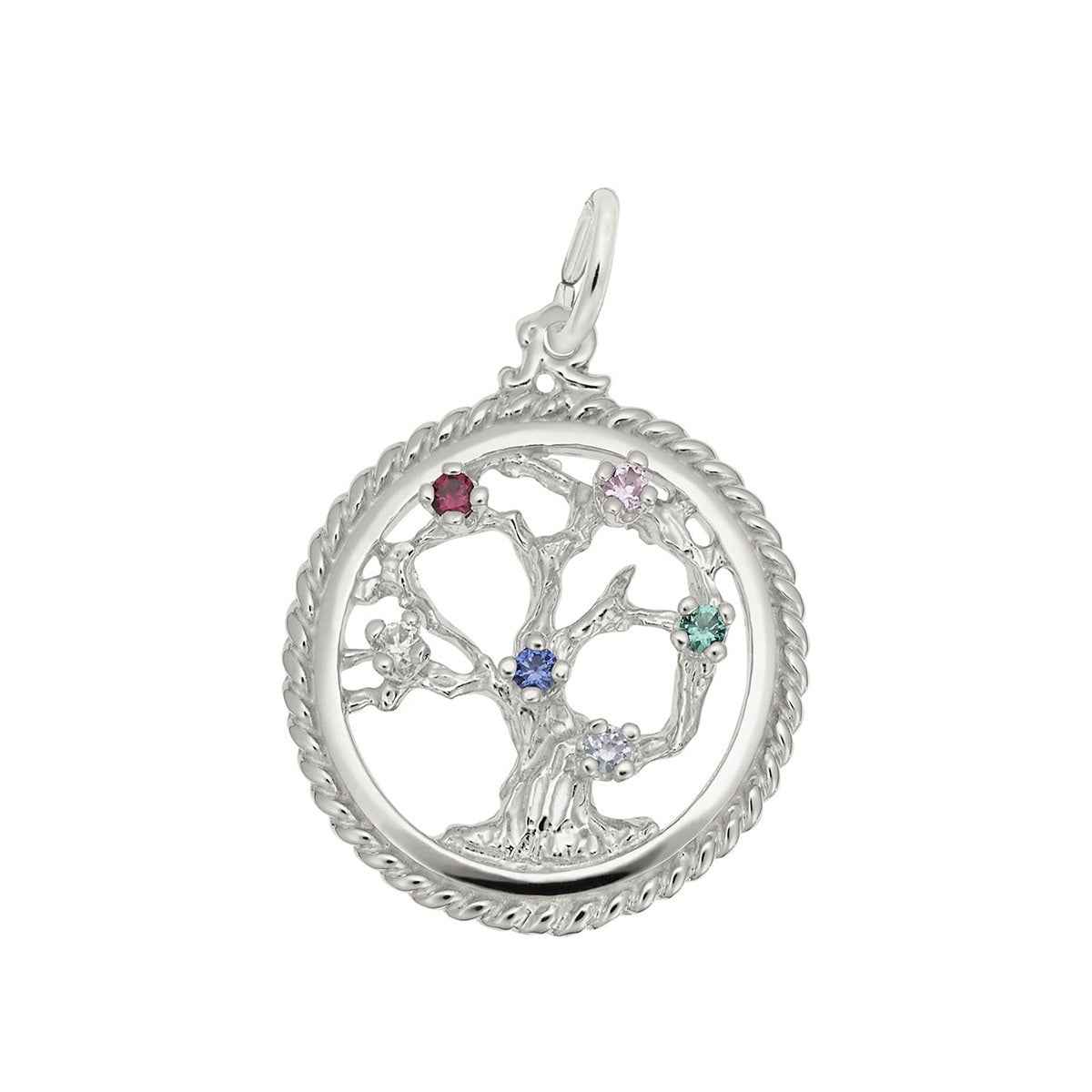 Tree Of Life Gemstone Charm in Sterling Silver