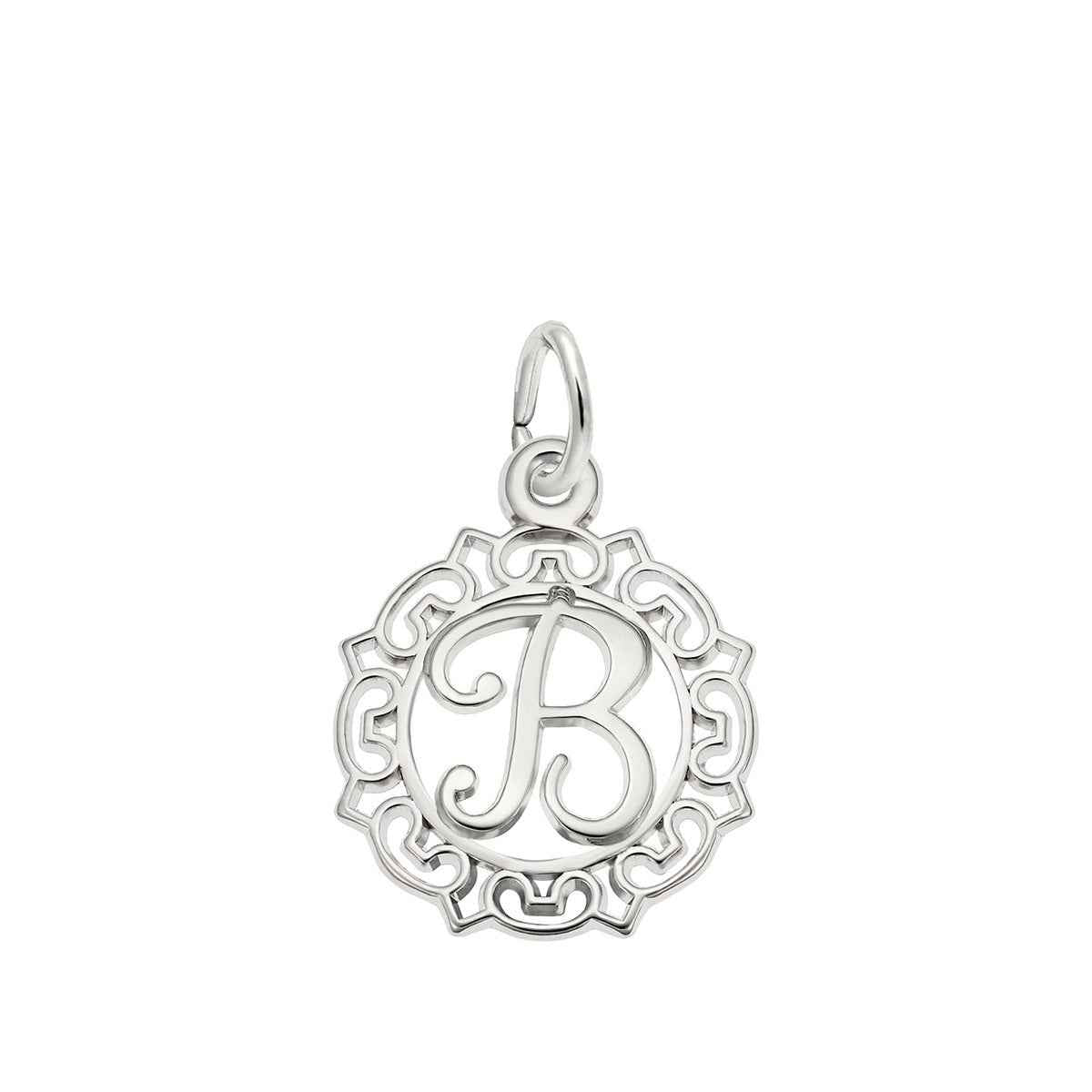 Initial B Charm in Sterling Silver
