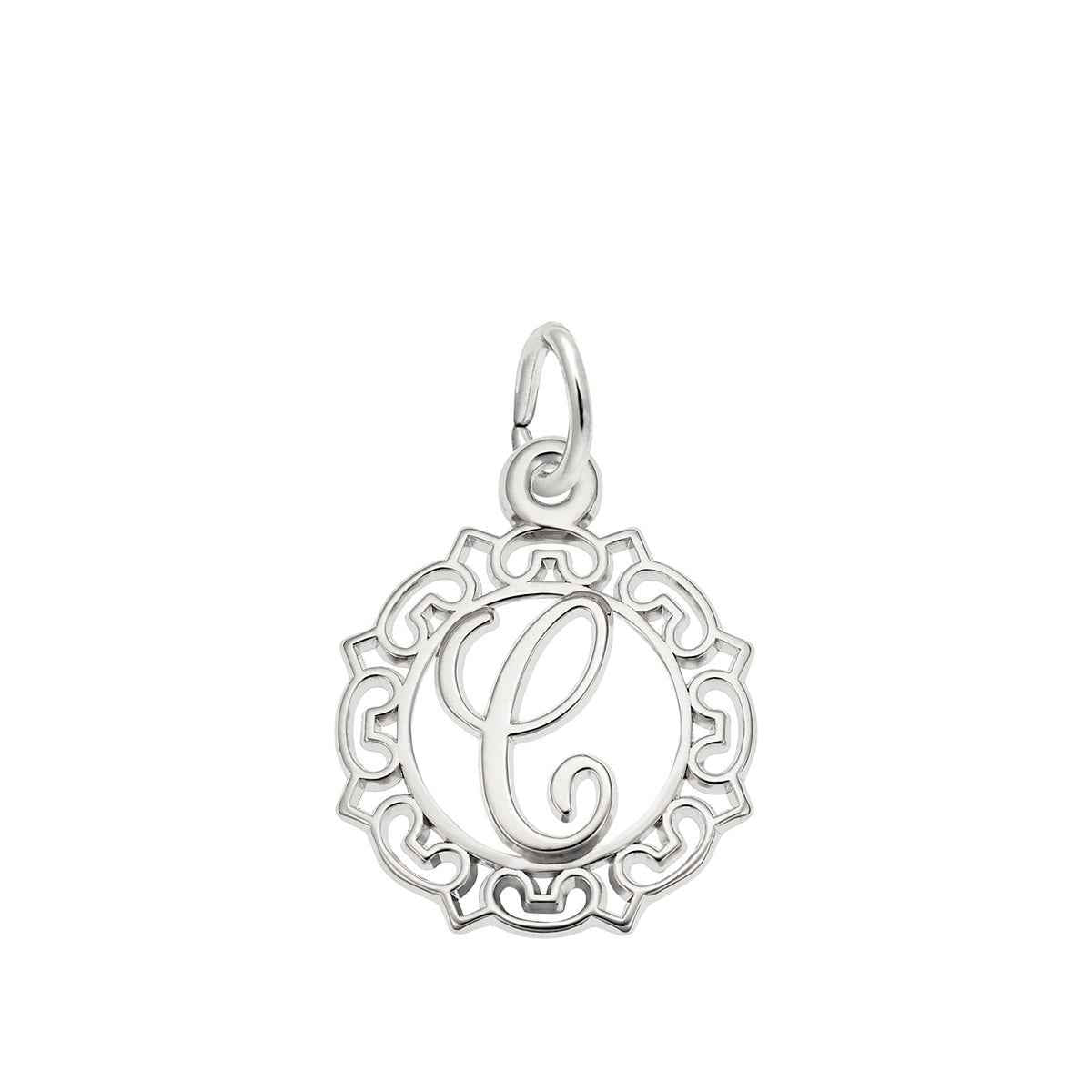 Initial C Charm in Sterling Silver