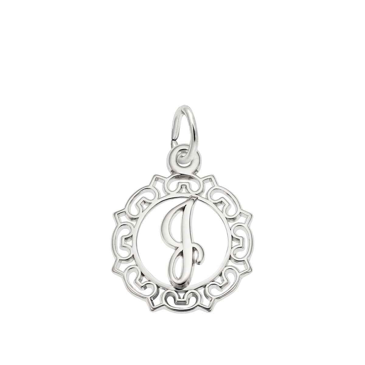 Initial J Charm in Sterling Silver