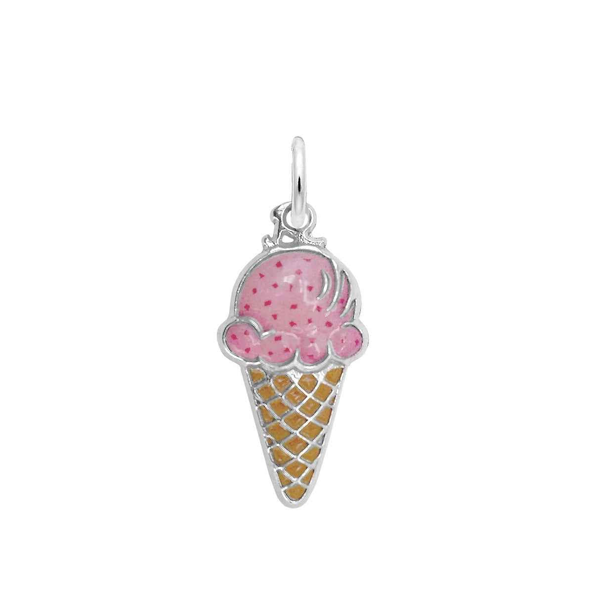 Ice Cream Painted Charm in Sterling Silver