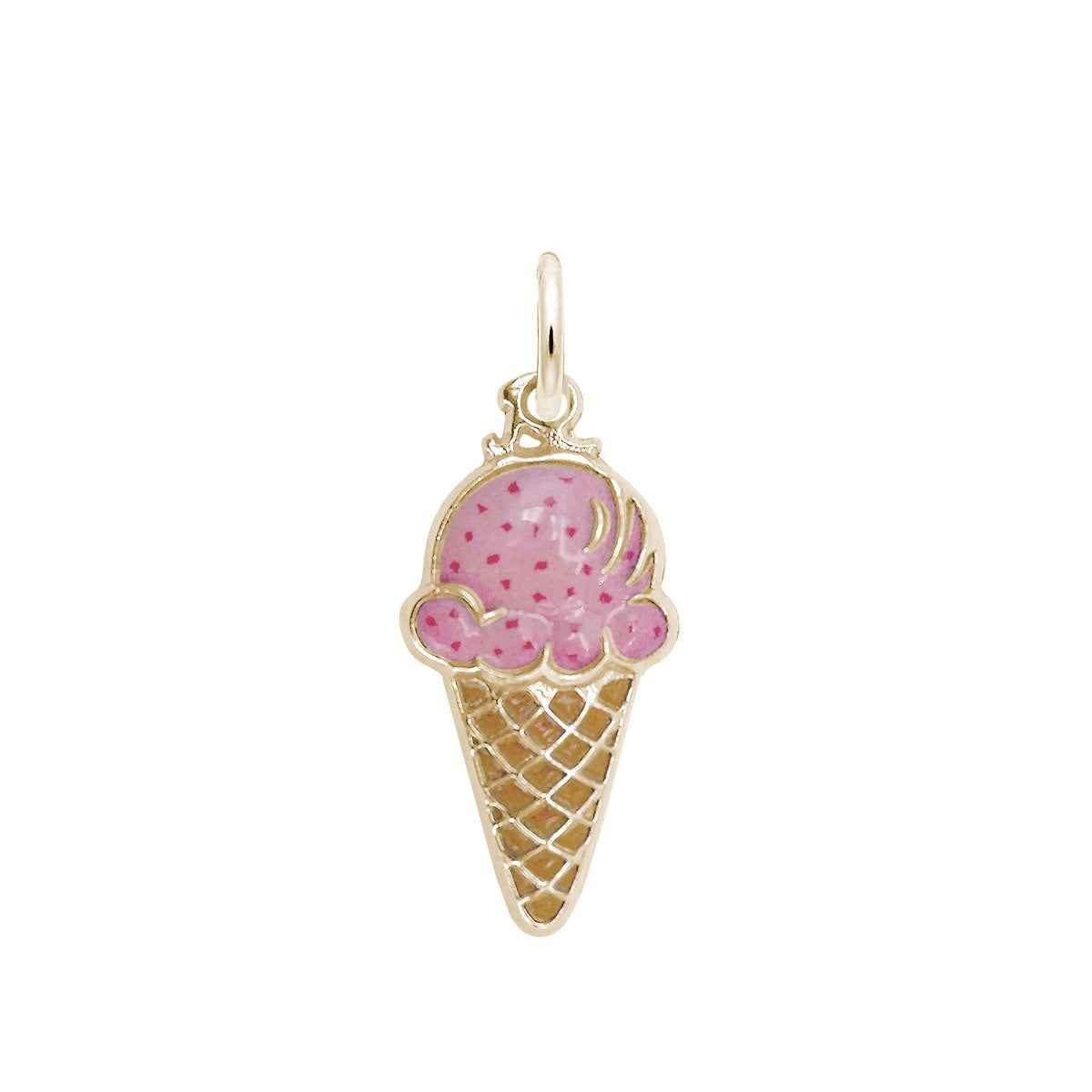 Ice Cream Painted Charm in 14K Yellow Gold