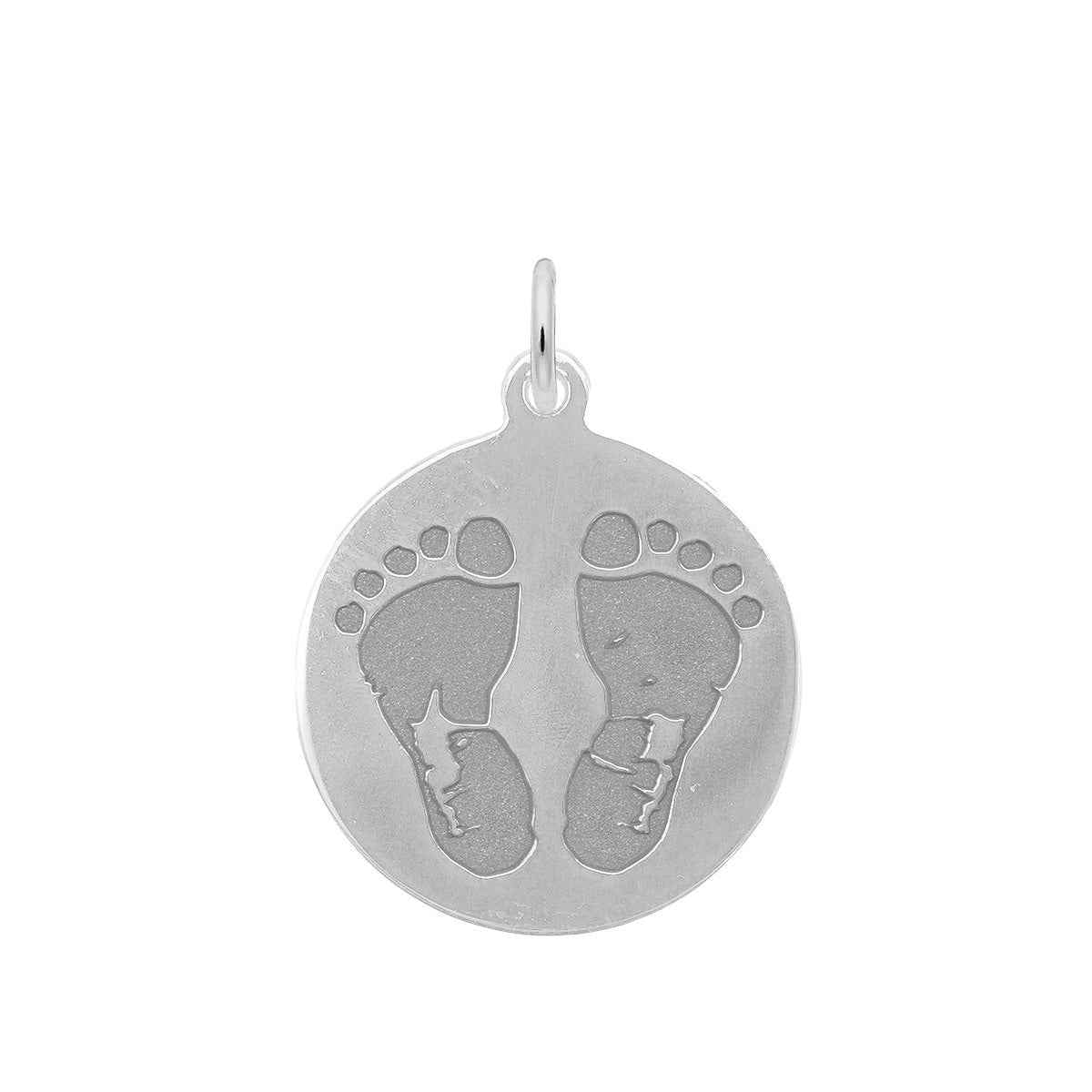 Baby Feet Disc Charm in Sterling Silver