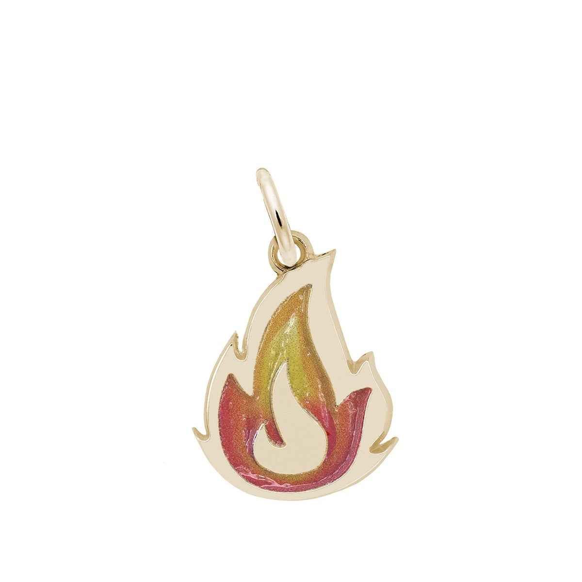 Flame Painted Charm in 14K Yellow Gold