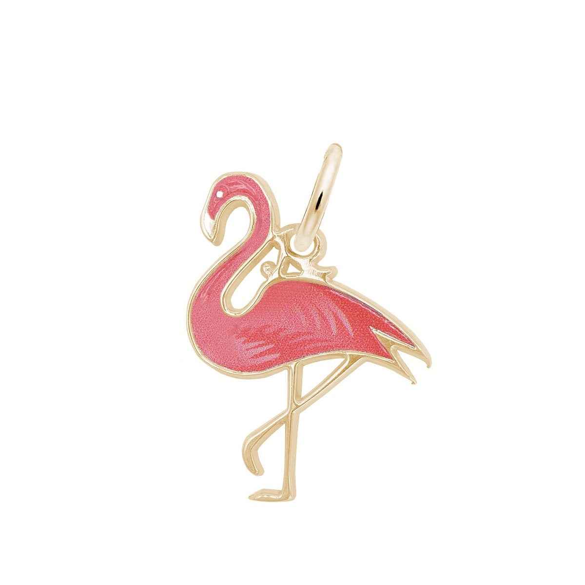 Flamingo Painted Charm in 14K Yellow Gold