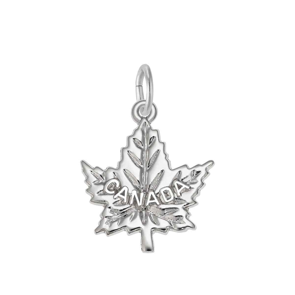 Polished Canada Maple Leaf Charm in Sterling Silver