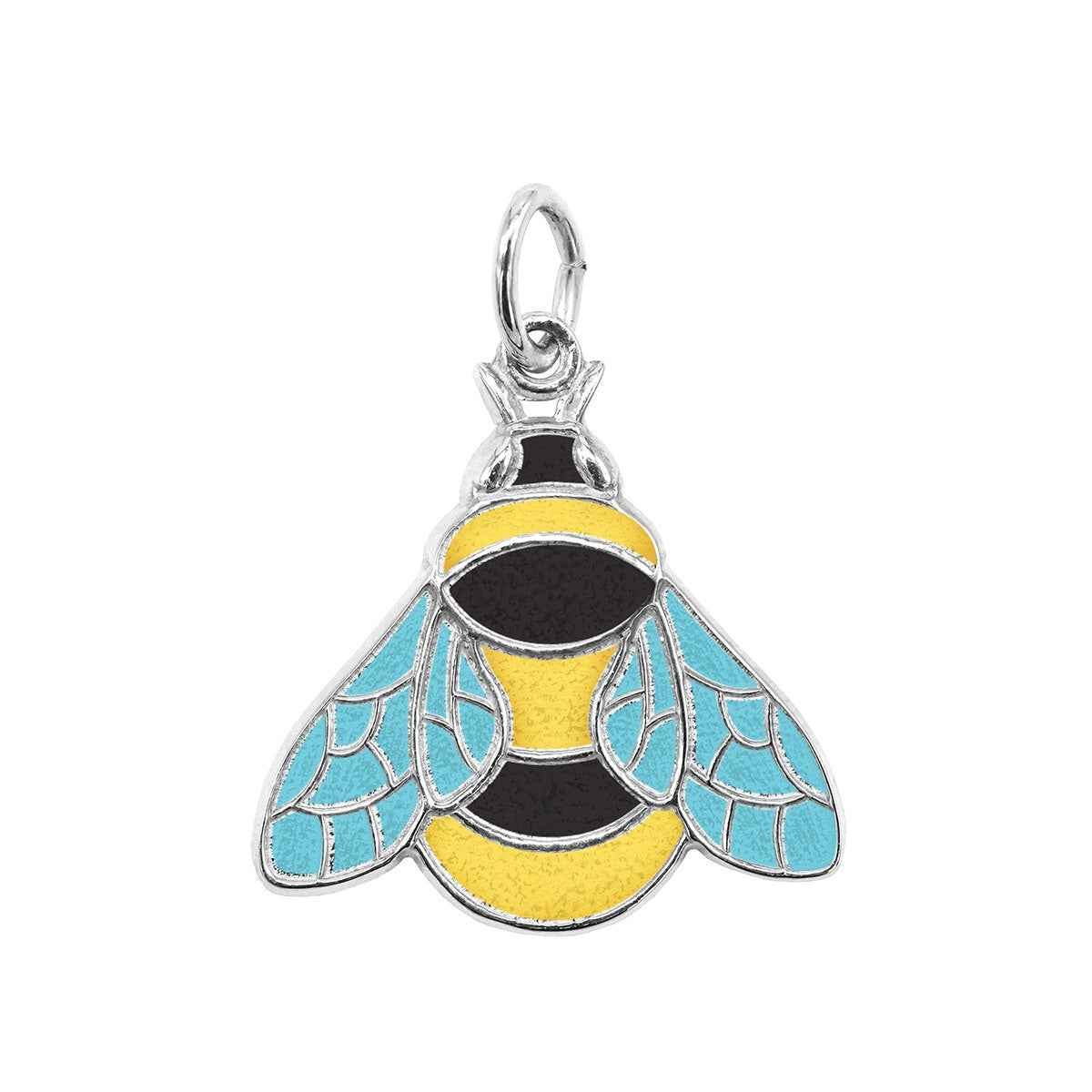 Bumble Bee Painted Charm in Sterling Silver