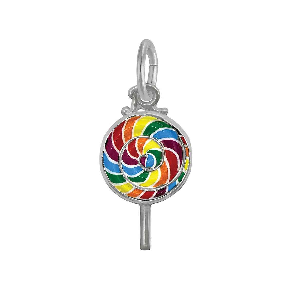 Lollipop Painted Charm in Sterling Silver