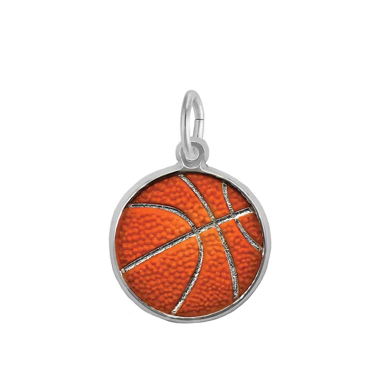 Basketball Painted Charm in Sterling Silver