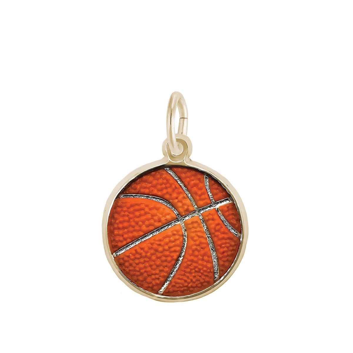 Basketball Painted Charm in 14K Yellow Gold