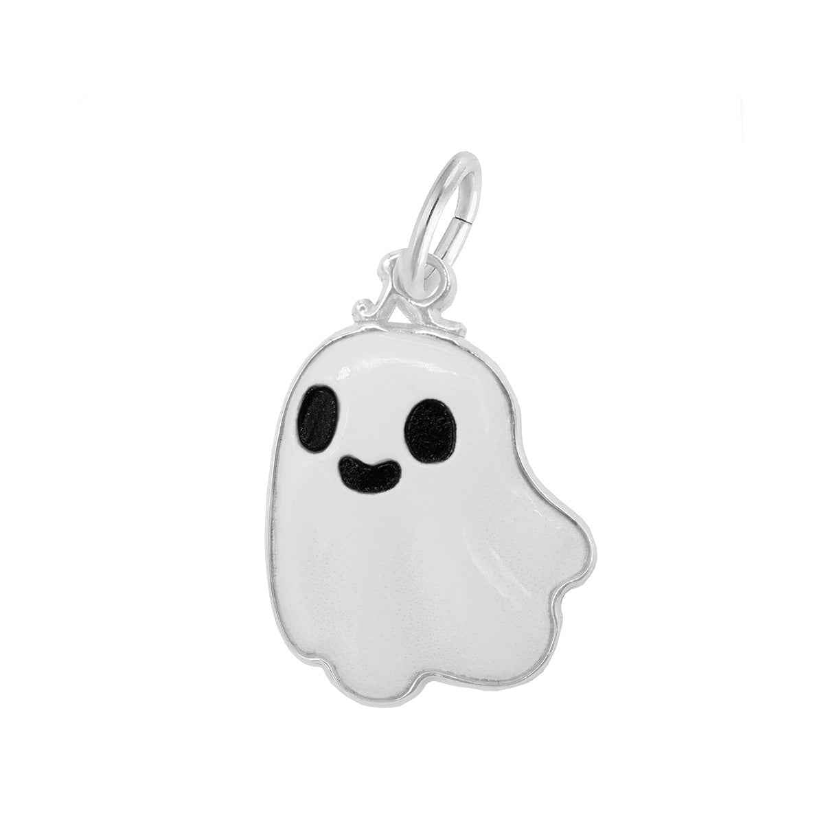 Cute Ghost Painted Charm in Sterling Silver