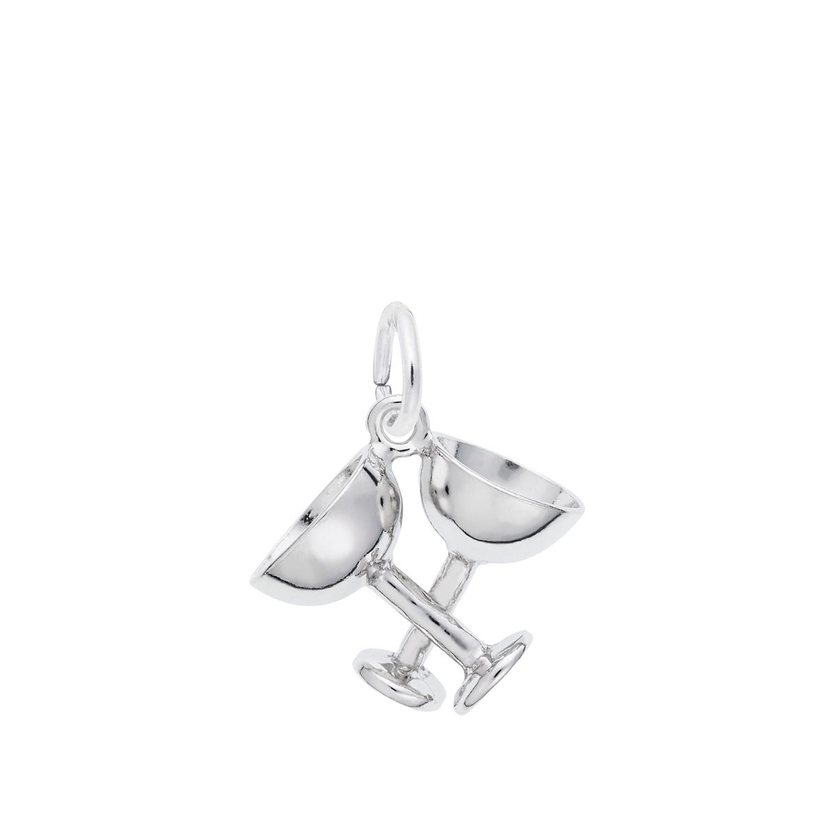 Champagne Glasses Charm in Sterling Silver