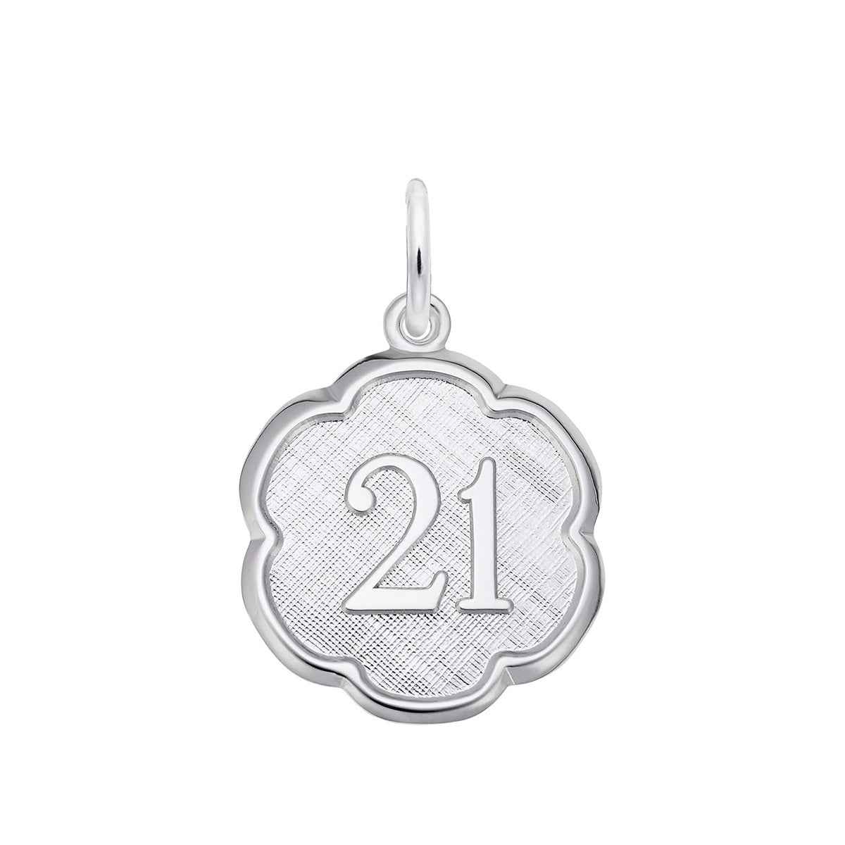 Number 21 Charm in Sterling Silver