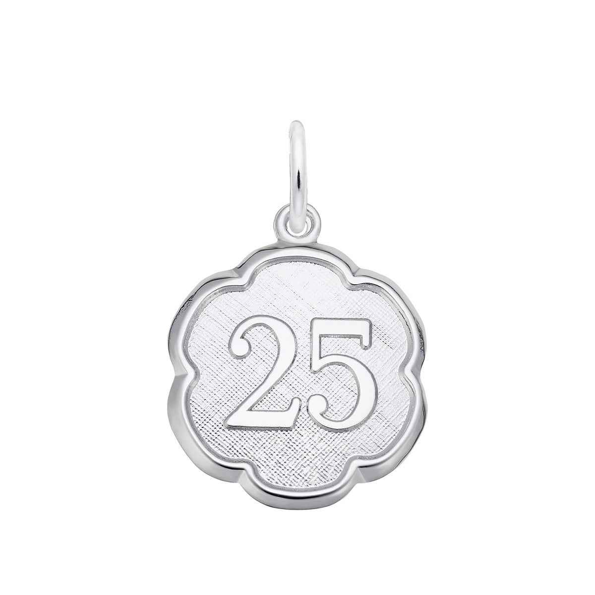 Number 25 Charm in Sterling Silver