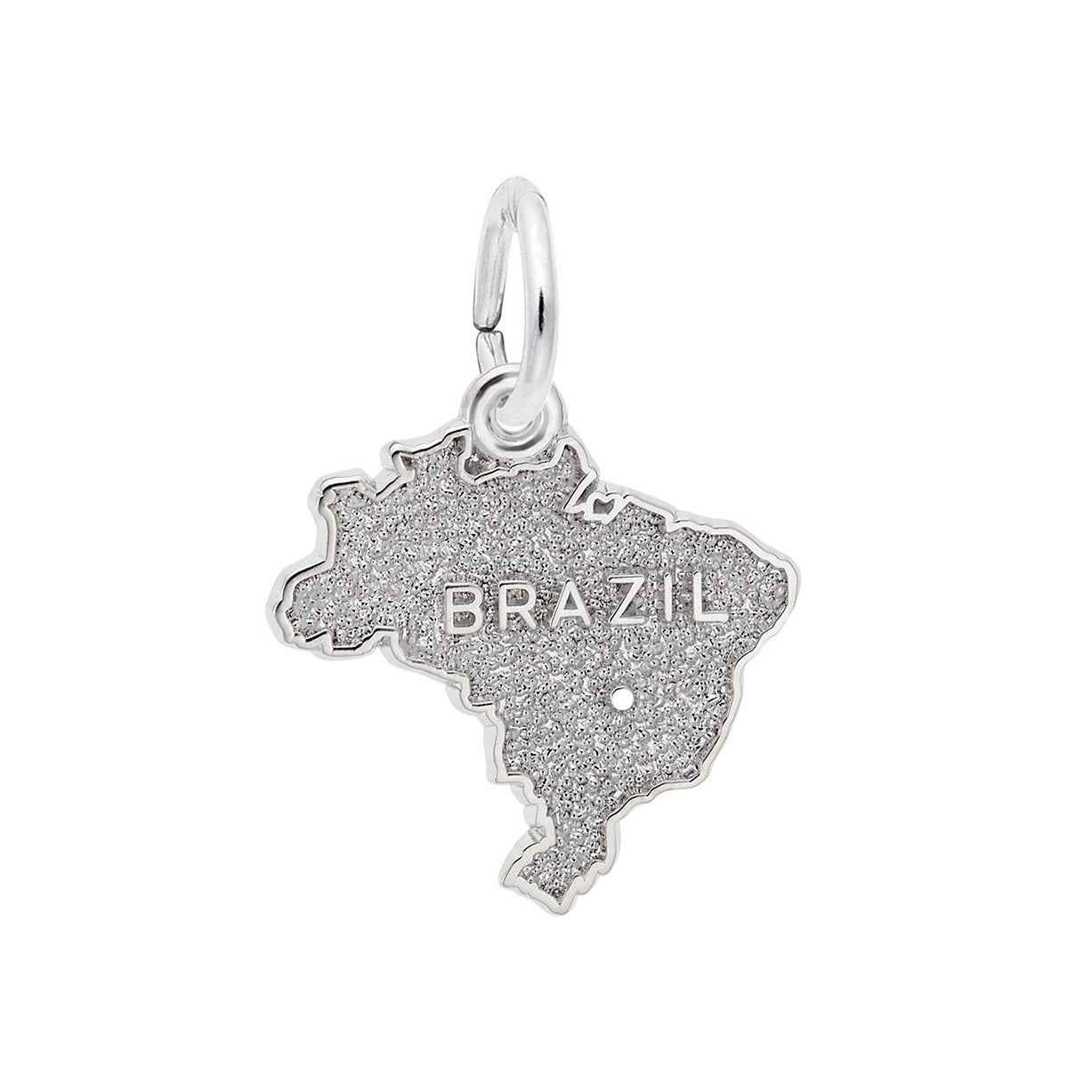 Brazil Map Charm in Sterling Silver