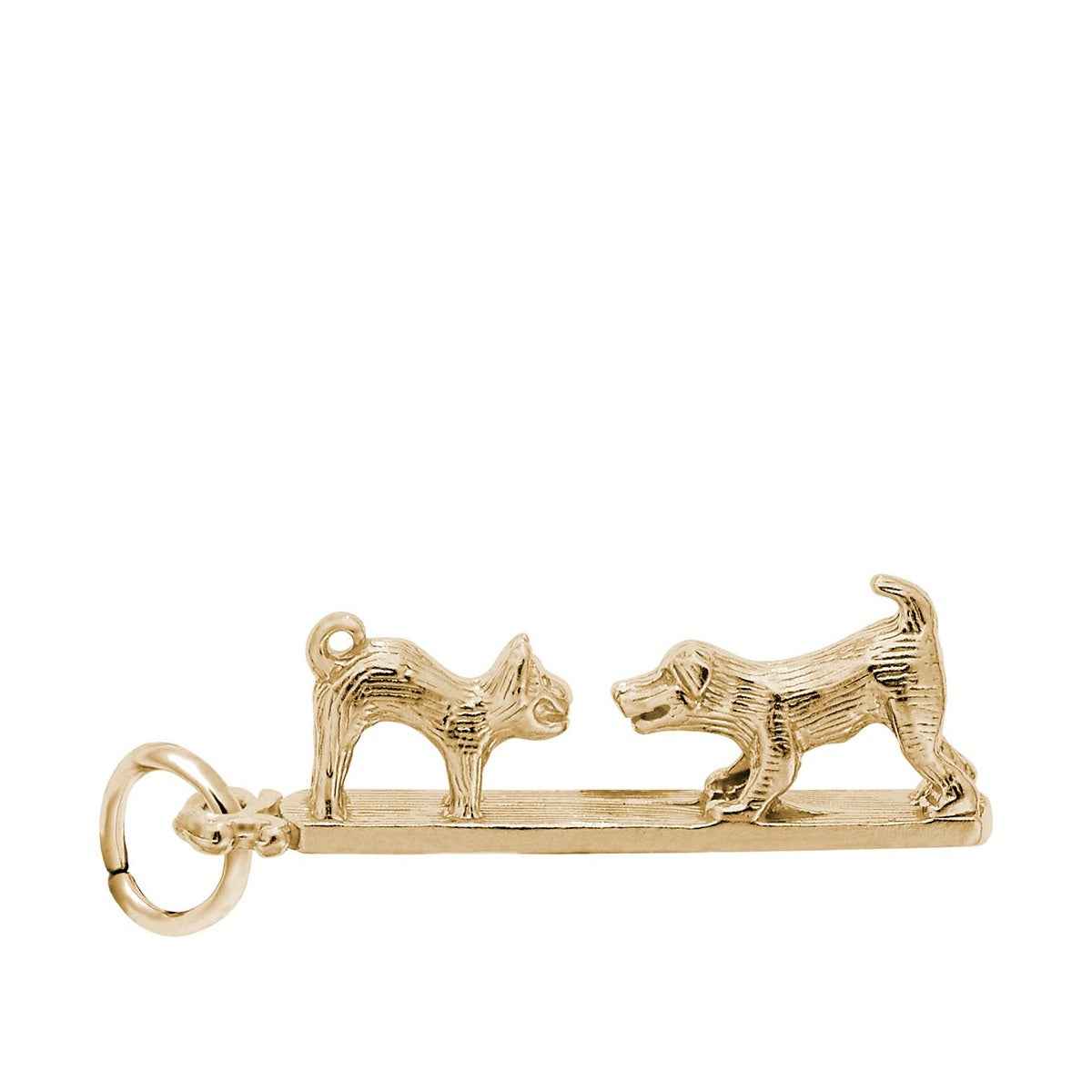 Cat & Dog Charm in 14K Yellow Gold