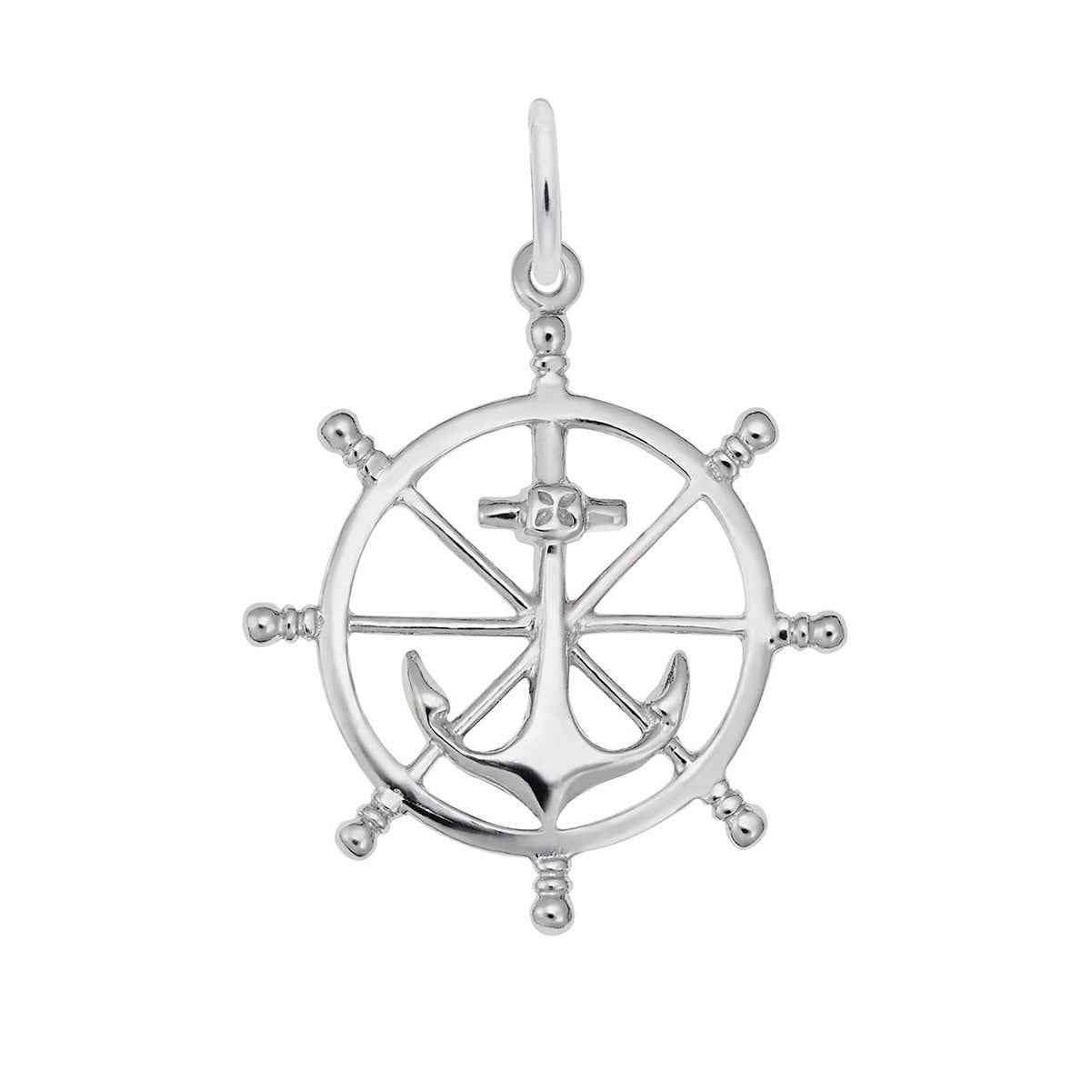 Ship Wheel Charm in Sterling Silver