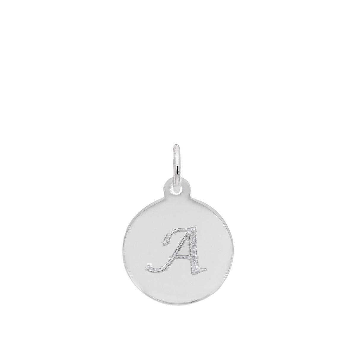 Petite Initial A Disc Charm in Sterling Silver