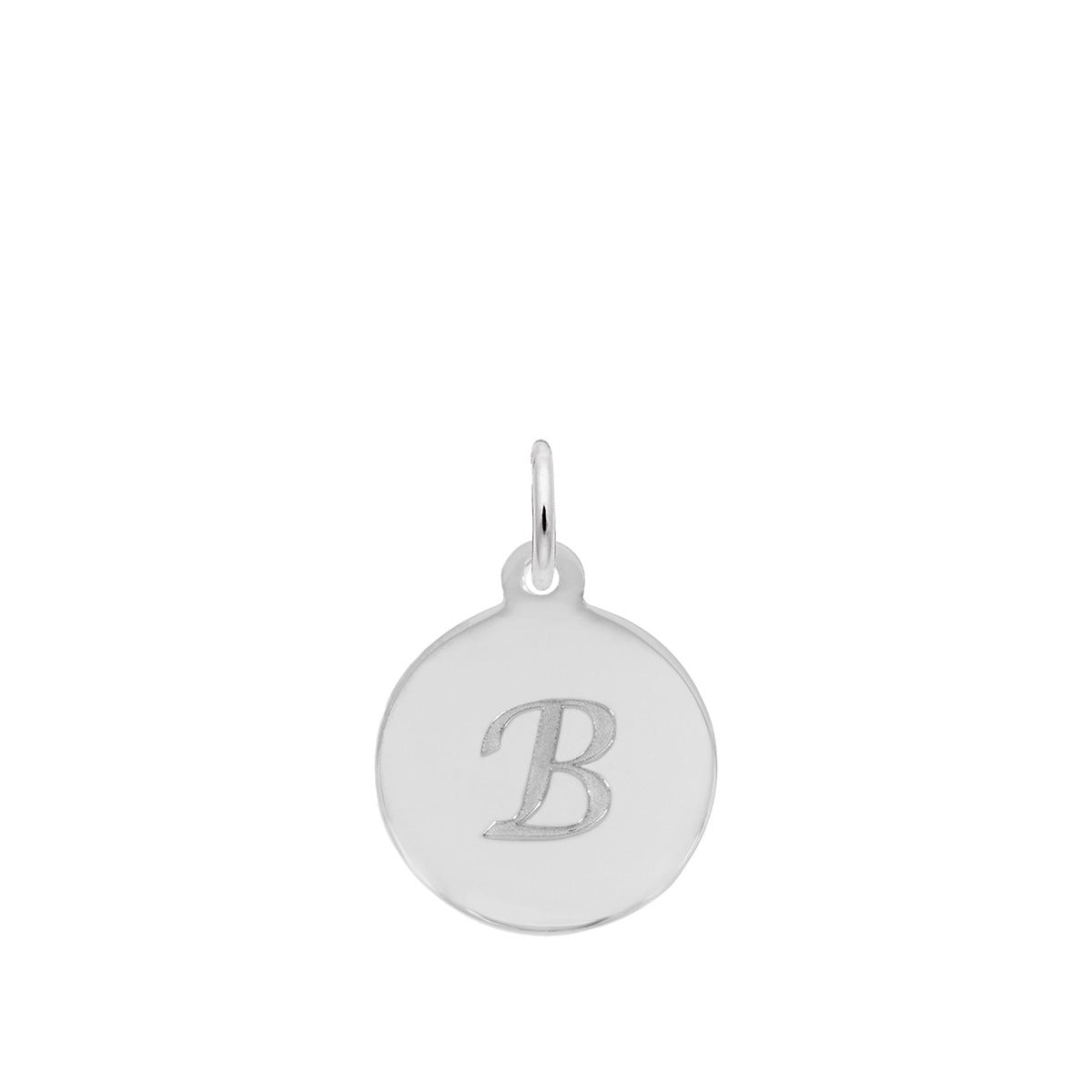 Petite Initial B Disc Charm in Sterling Silver