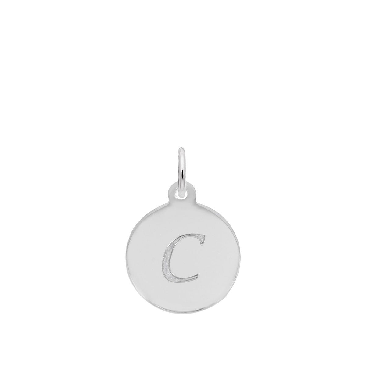 Petite Initial C Disc Charm in Sterling Silver