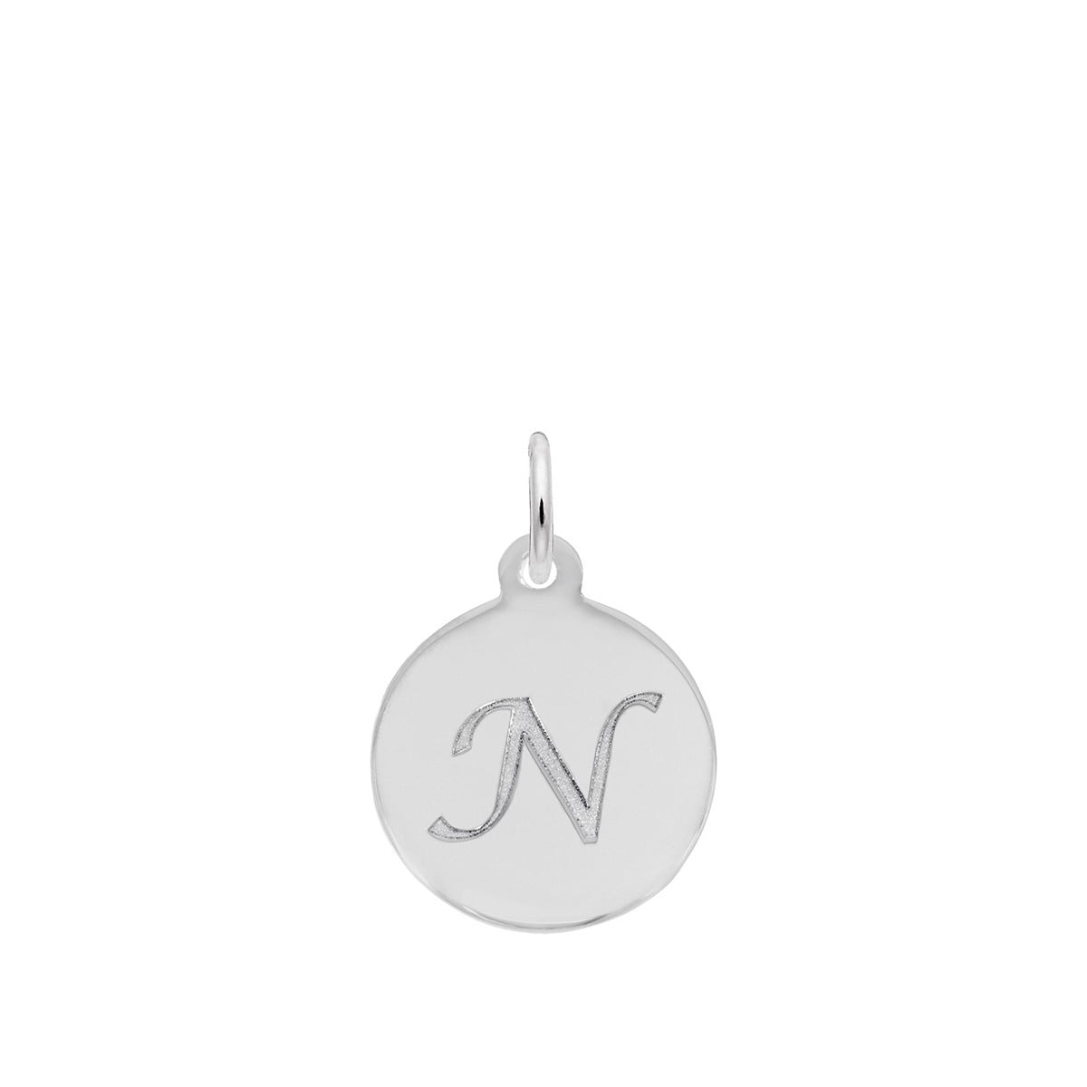 Petite Initial N Disc Charm in Sterling Silver