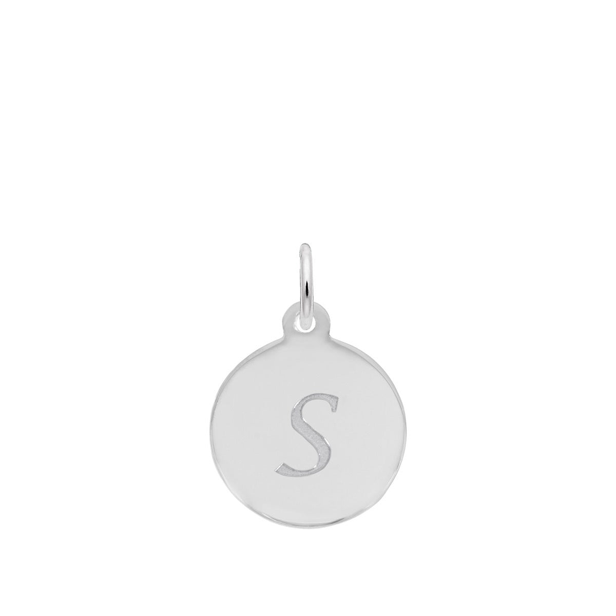 Petite Initial S Disc Charm in Sterling Silver