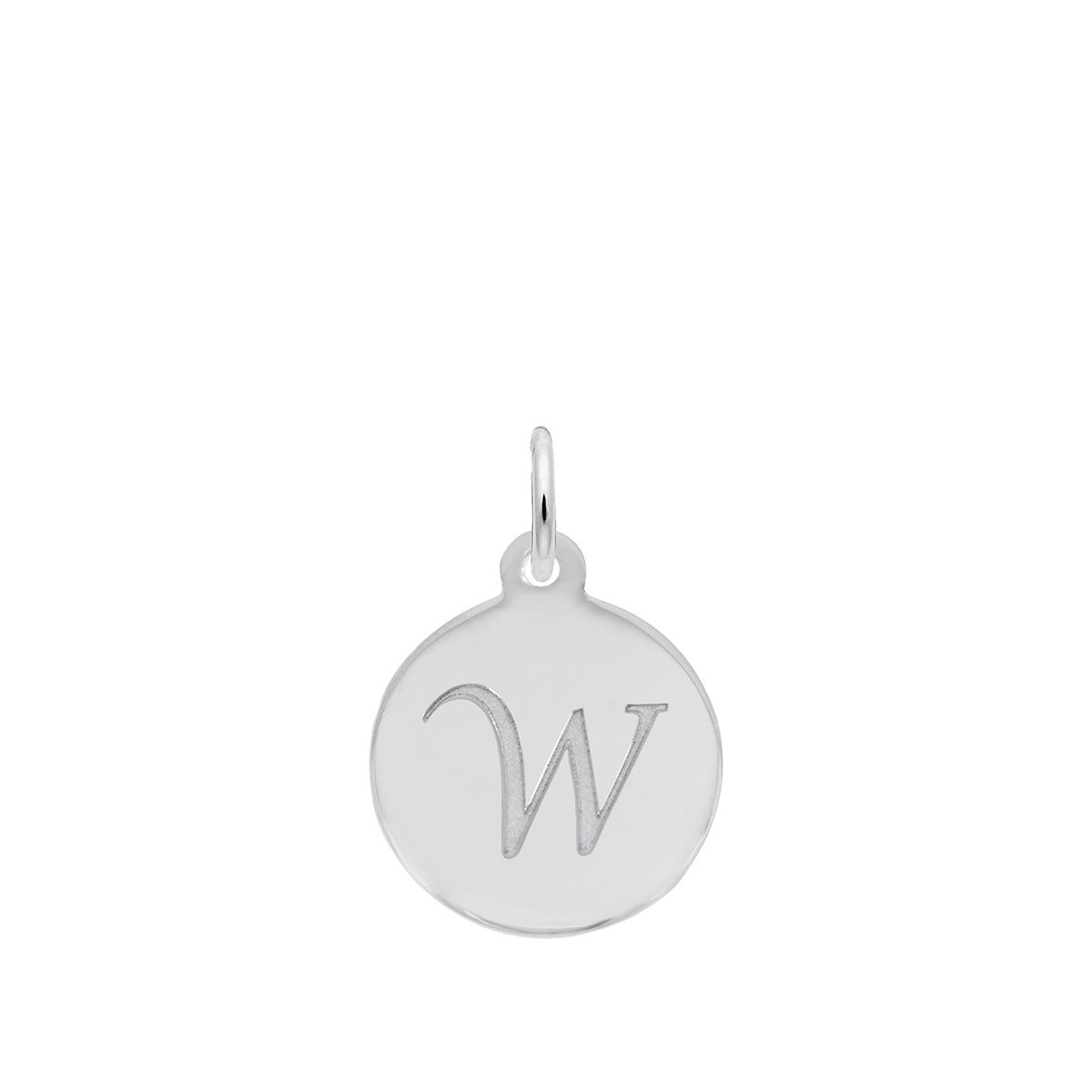 Petite Initial W Disc Charm in Sterling Silver