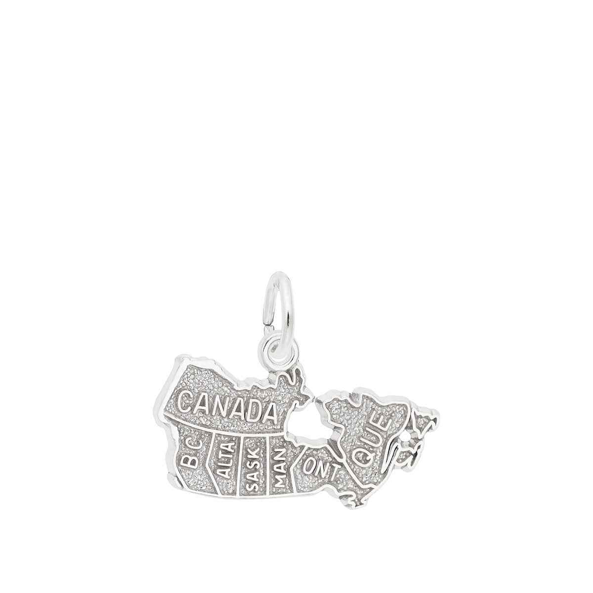 Canada Map Charm in Sterling Silver