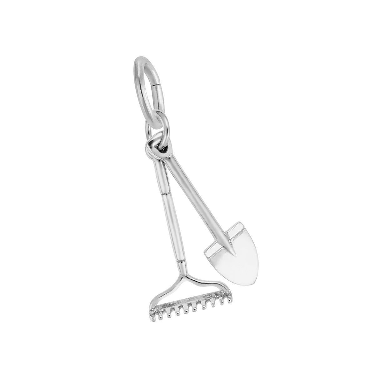 Rake & Shovel Charm Sterling Silver